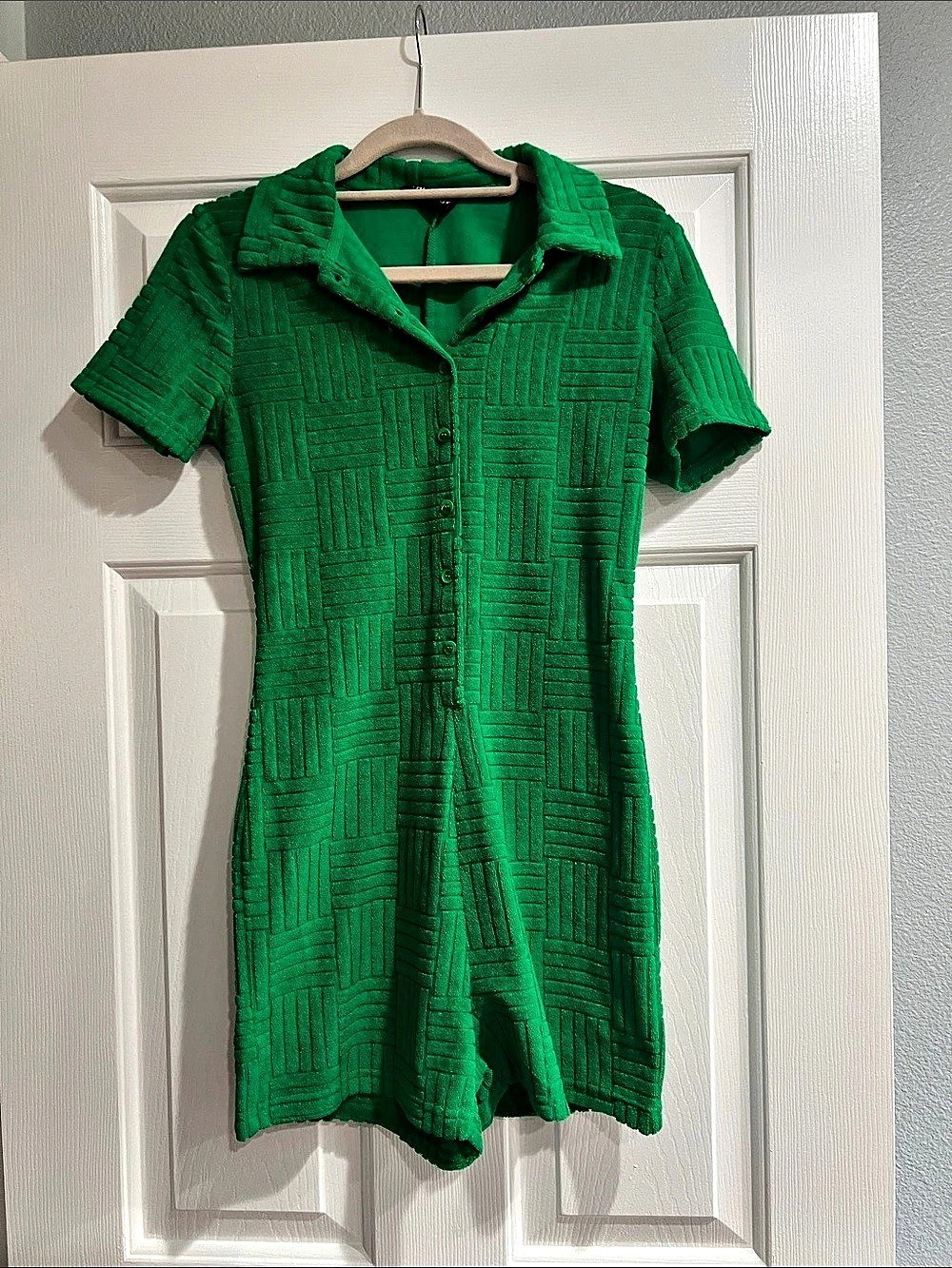 White Fox Mini romper in Green